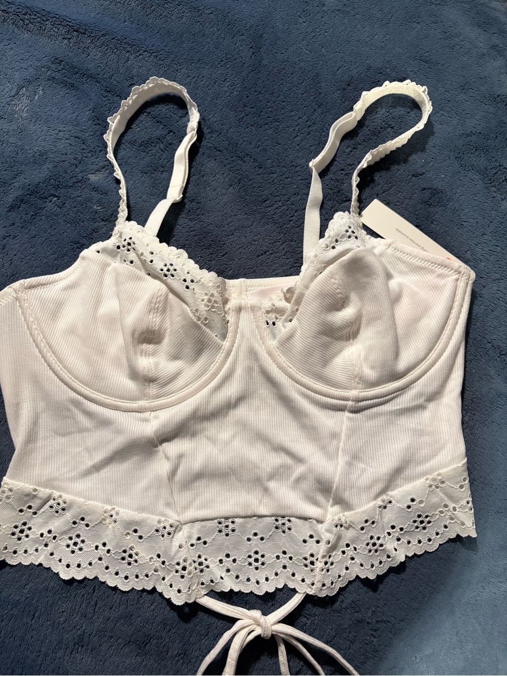 NWT Colsie White Lace-Trim Bustier Bralette